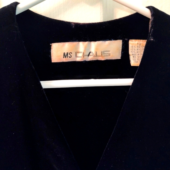 Vintage Ms. Chaus Black Crushed Velvet Style Dress Size 12 - Picture 7 of 7